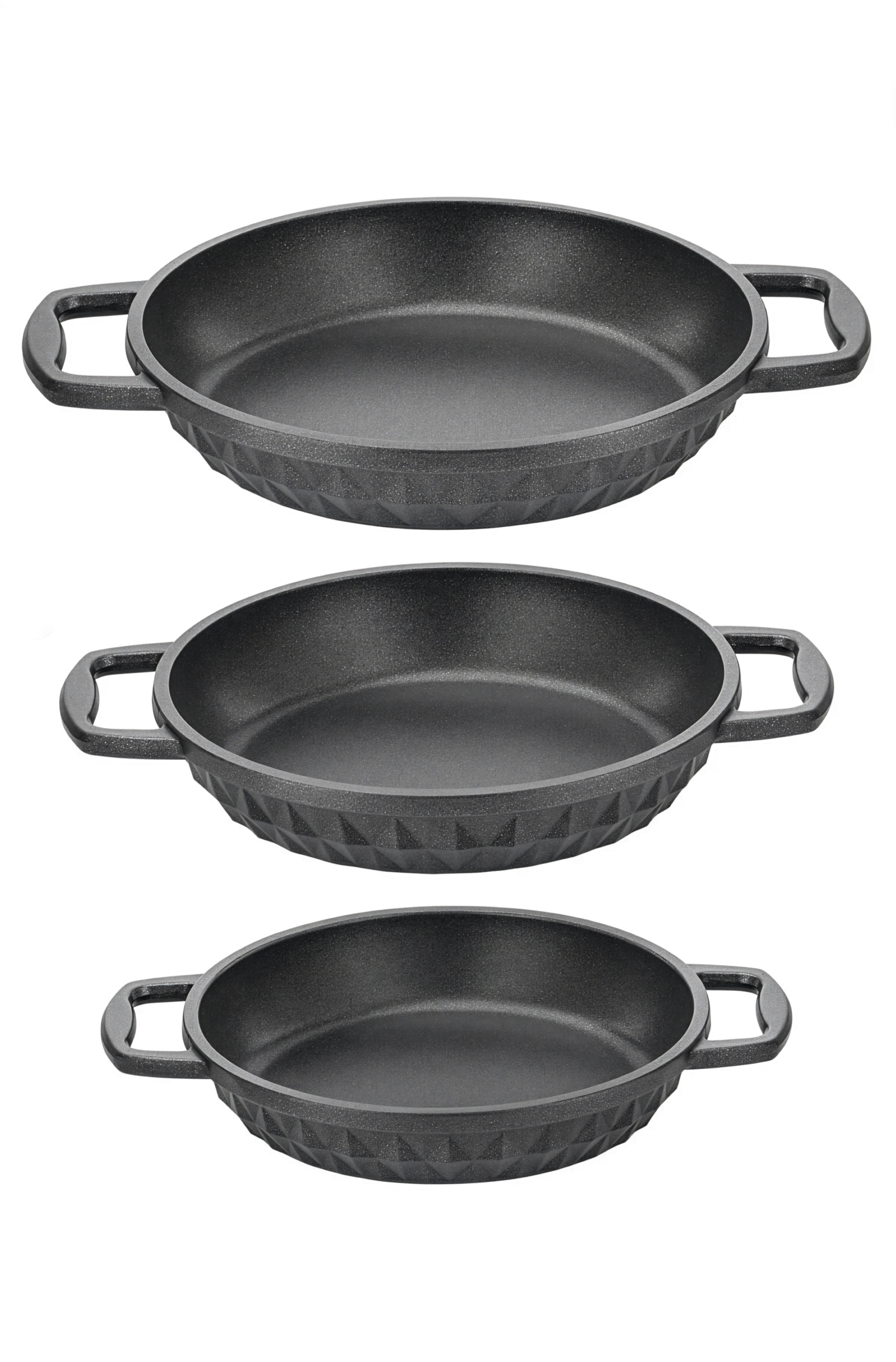 Taç Bella Döküm 3'lü Sahan Set Siyah (18-20-22 Cm)