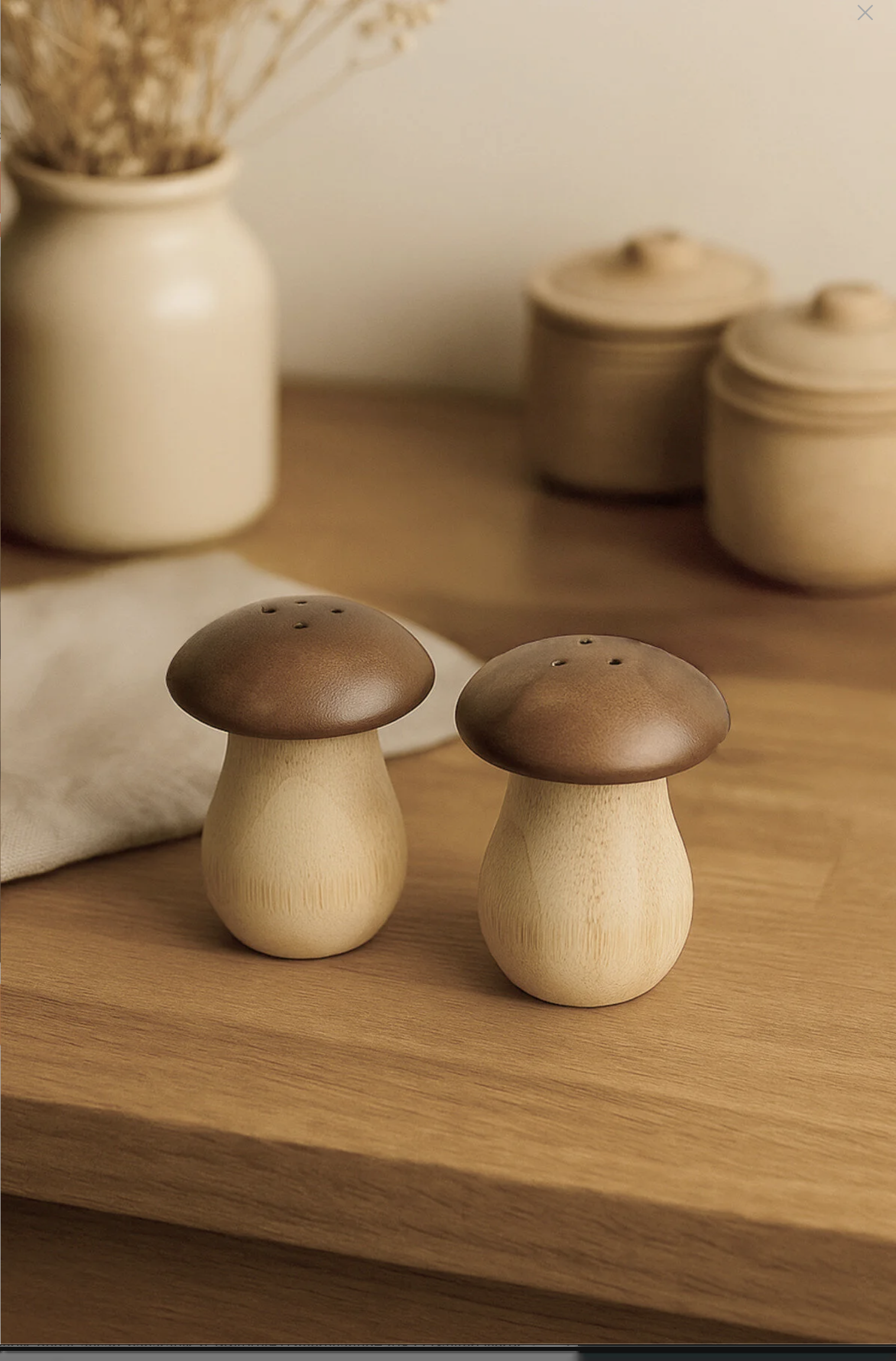 Kitchen Life Mantar Şekilli Bambu Tuzluk Ve Biberlik – Doğal Ahşap Baharatlık