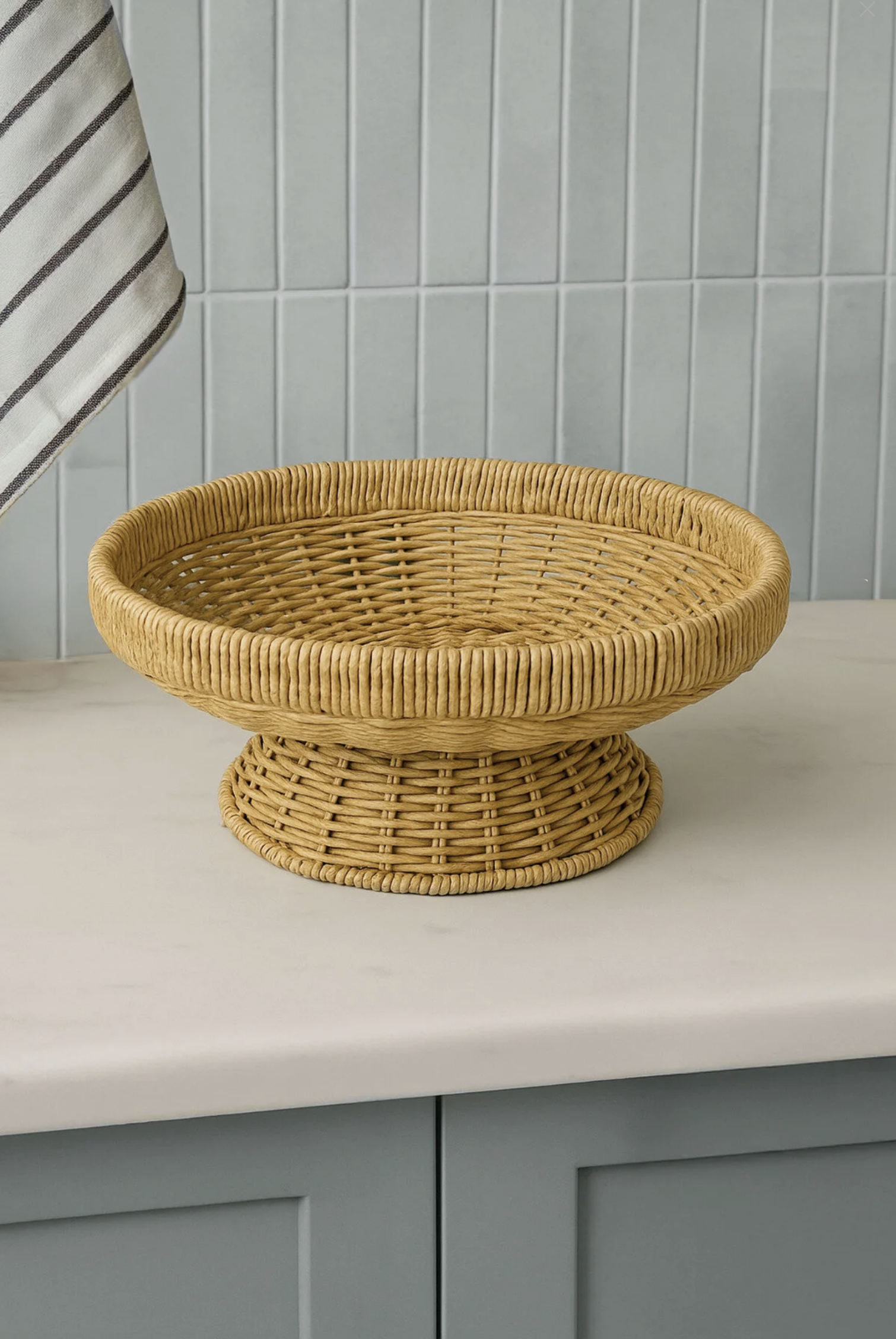 Kitchen Life Rattan Yuvarlak Hasır Sunumluk Meyve Sepeti