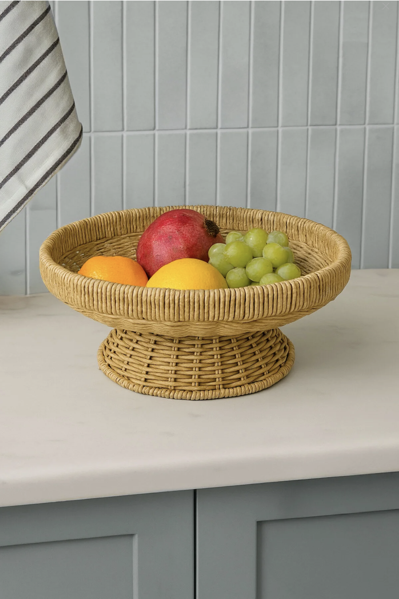 Kitchen Life Rattan Yuvarlak Hasır Sunumluk Meyve Sepeti