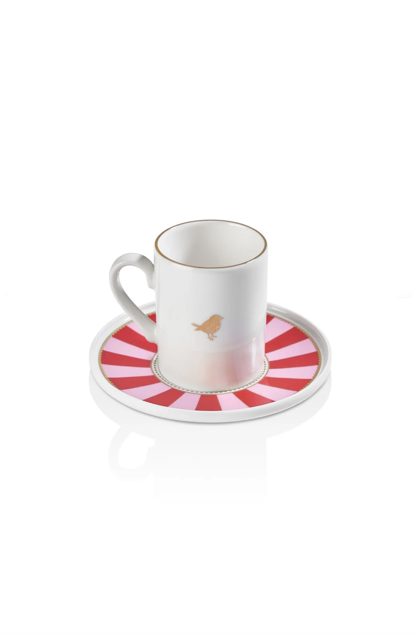 Kitchen Life 6 Kişilik Lovely Birds Porselen Altın Yaldızlı Kahve Fincanı Takımı - Gold Kuşlu Kahve Fincanı