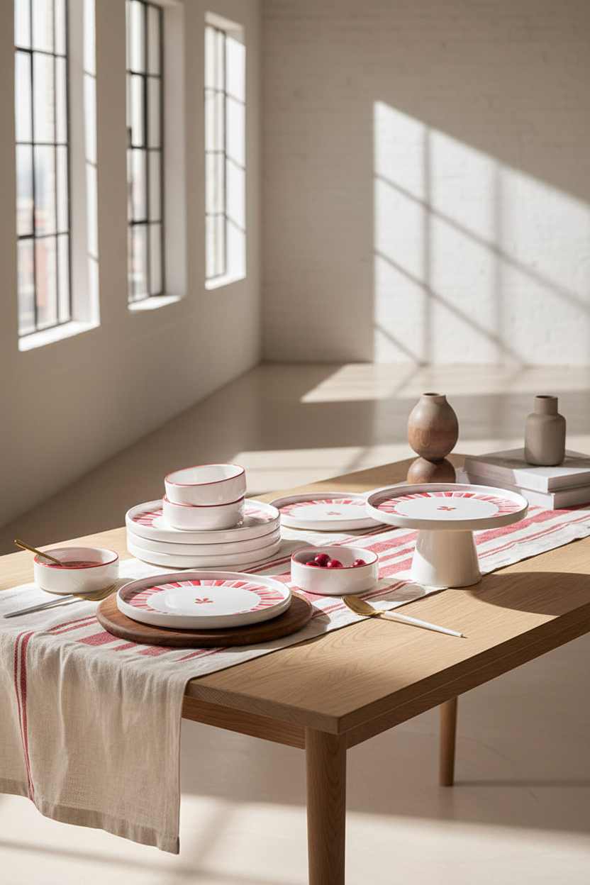 Kitchen Life Handmade 11 Parça Ribbon Ayaklı Sunum Standlı Kahvaltı Takımı - Kurdelalı Kahvaltı Takımı