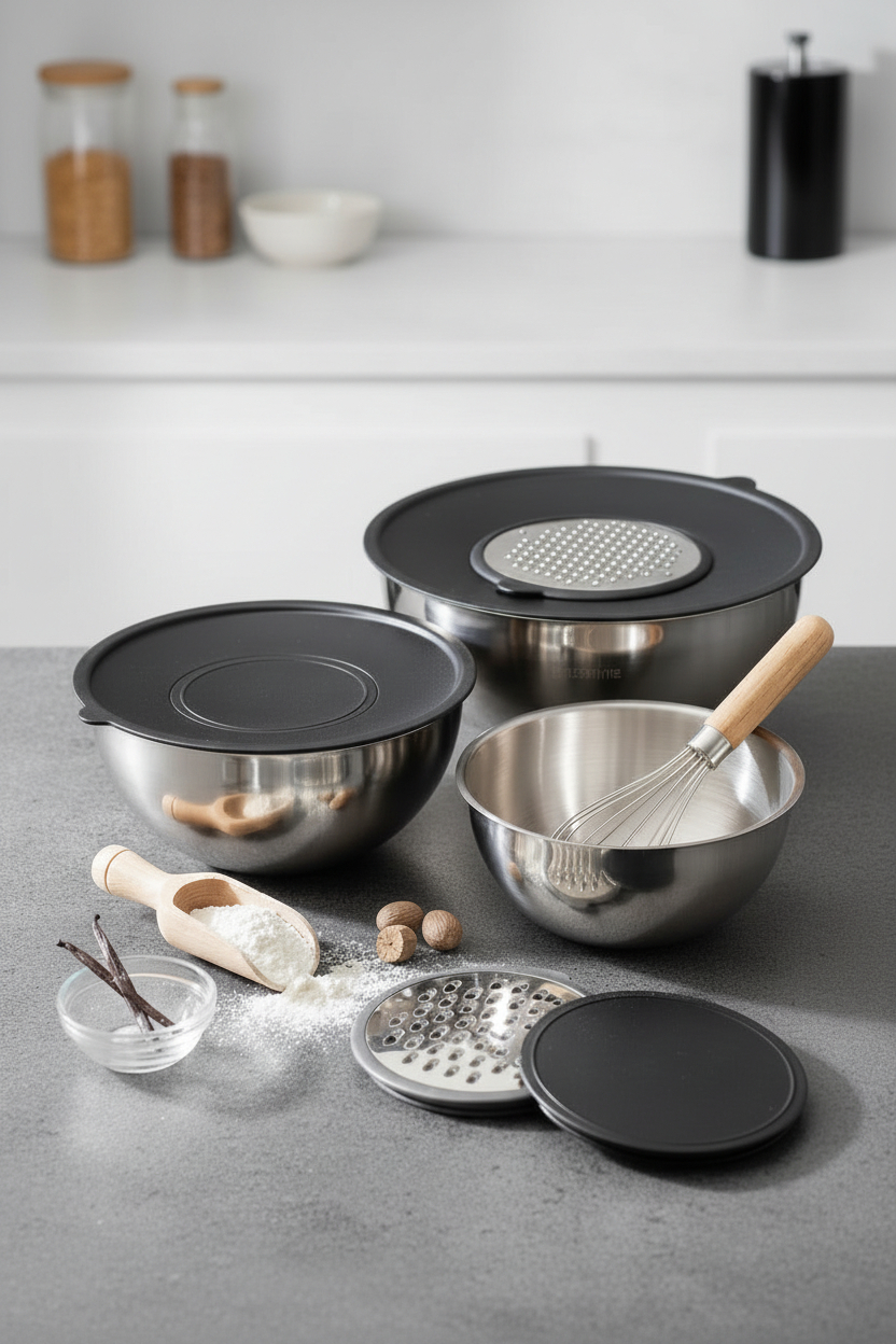 Kitchen Life Paslanmaz Çelik Profesyonelia 9 Parça Rendeli Karıştırma Kabı Ve Saklama Kabı Takımı Kase