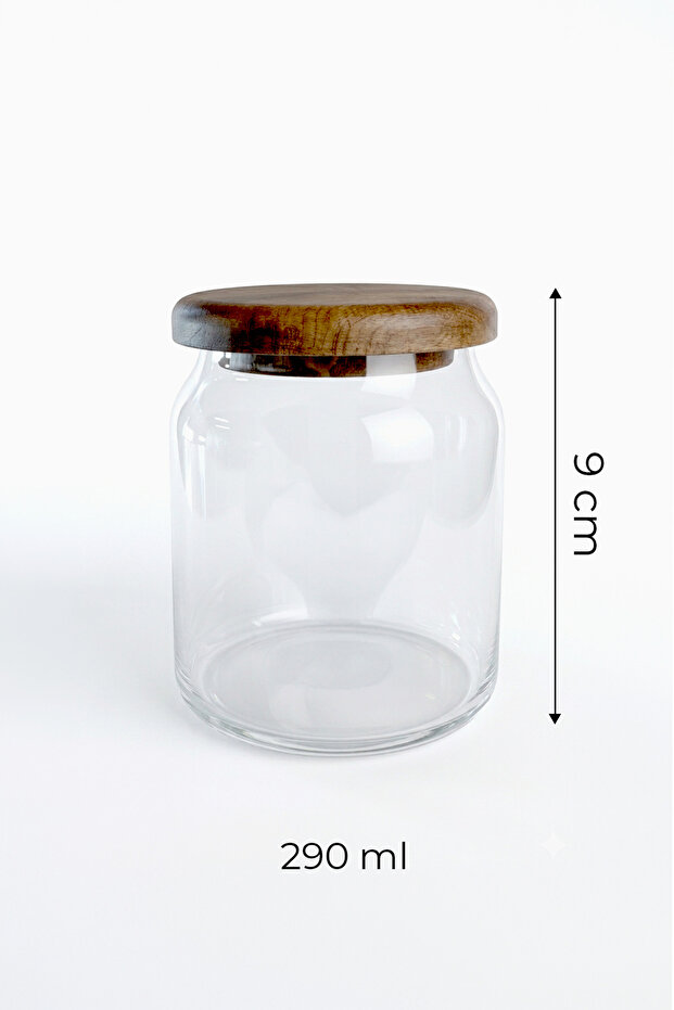 Kitchen Life 12'li Akasya Kapaklı Etiketli Cam Baharatlık Takımı Kavanoz 290 Ml