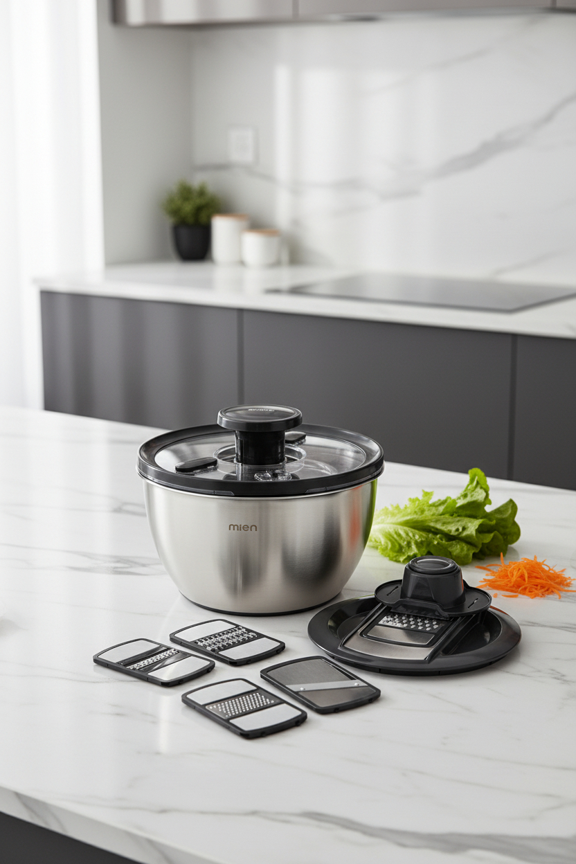 Kitchen Life Mien 11 Parça Profesyonelia Rendeli Karıştırma Ve Salata Kurutucu Saklama Kabı Full Hazırlık Seti